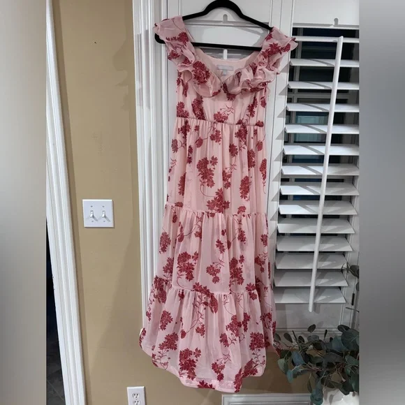 Chelsea28 Floral Print Ruffle Midi Dress sz XS - Picture 2 of 8